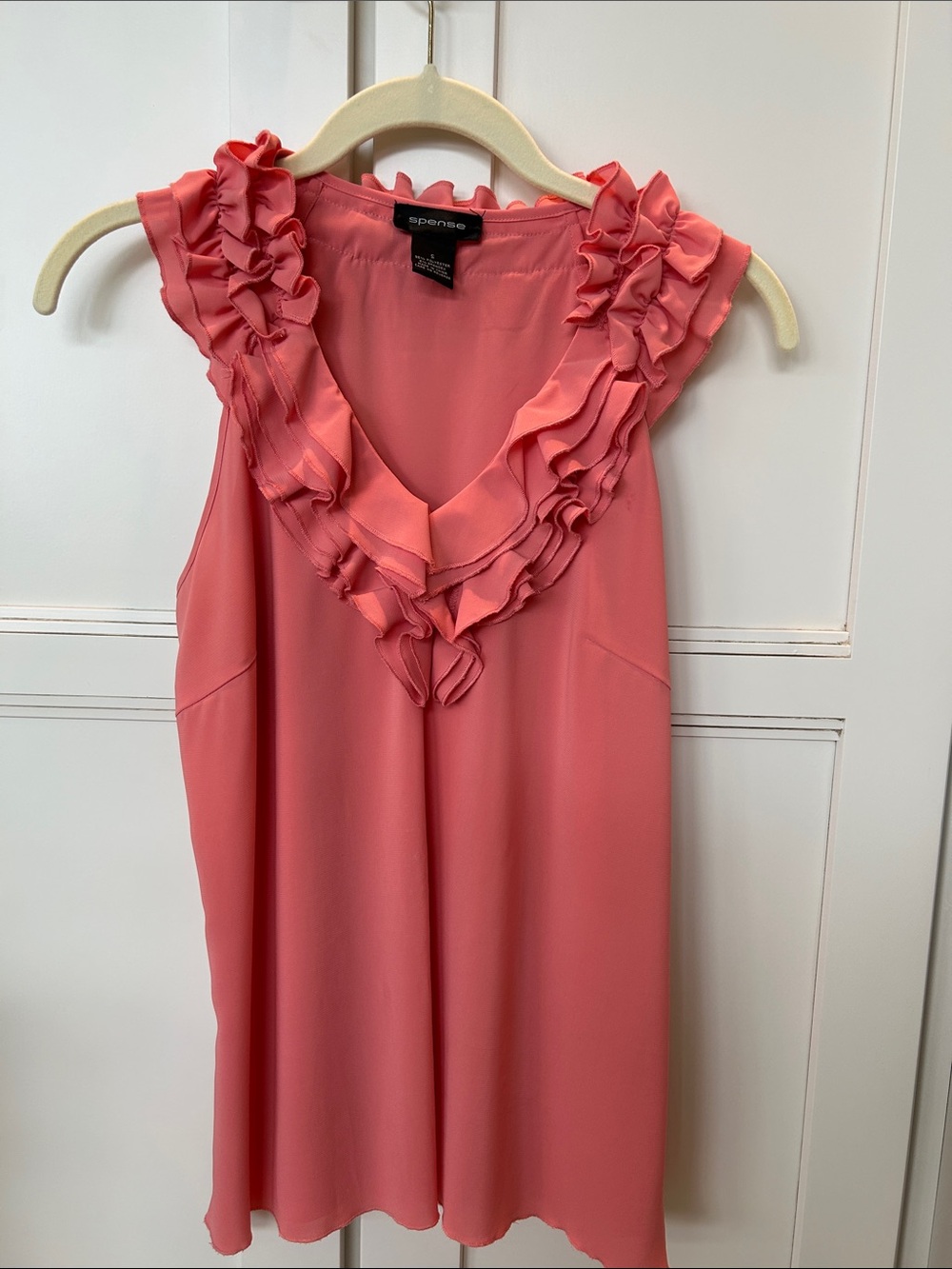 Spense Coral Ruffle V-Neck Sleeveless top